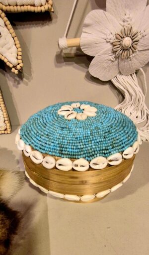 🩵 Turquoise Bamboo Bakjes met Kralen & Schelpen